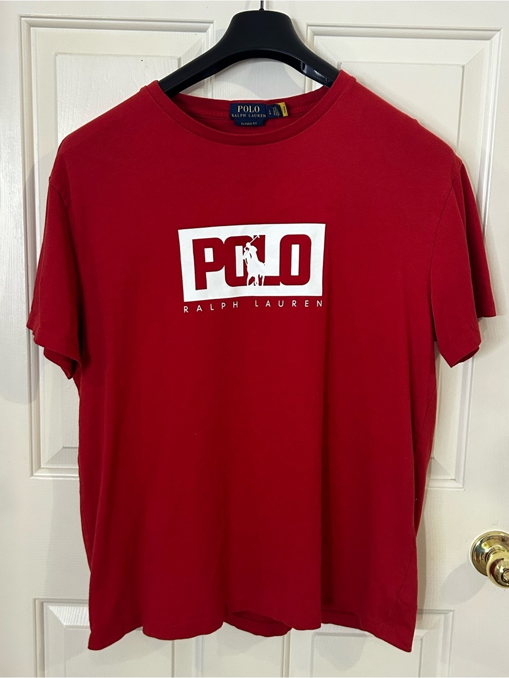 Polo Ralph Lauren Box Logo Red Classic Fit Cotton T Shirt Men’s Large - Picture 2 of 7